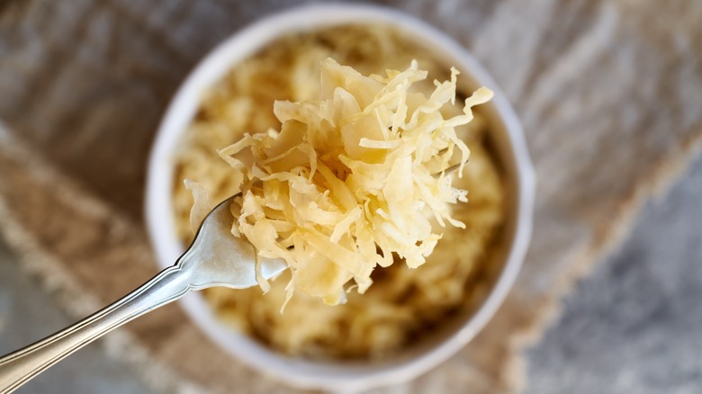 sauerkraut on a fork