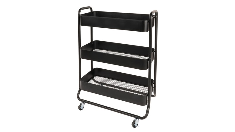 black rolling cart with handles