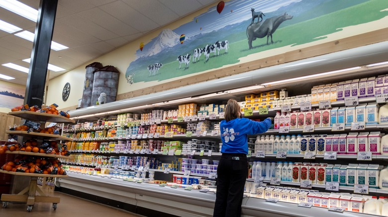 Trader Joe's employee in dairy section