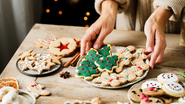 delicate holiday cookies on plates