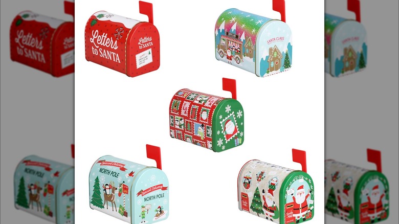tin mailboxes with lids and christmas themes