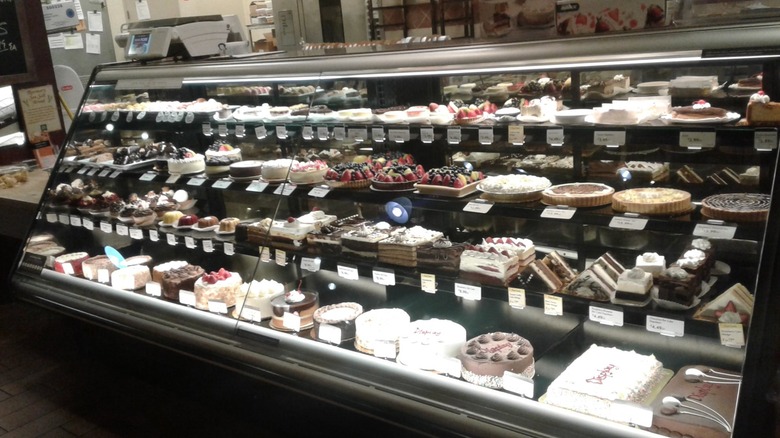 elaborate bakery display at the fresh market