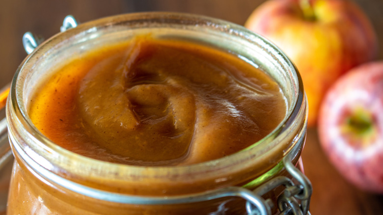 A jar of homemade sweet apple butter
