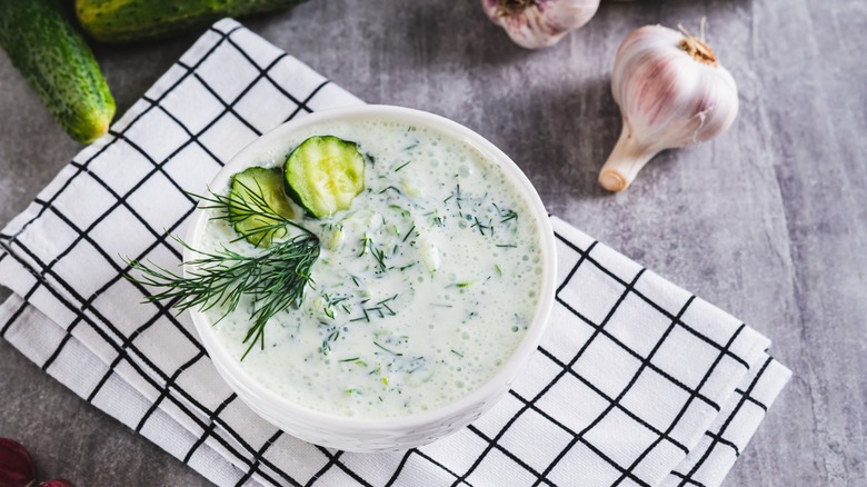 tzatziki sauce with dill, garlic, and cucumber