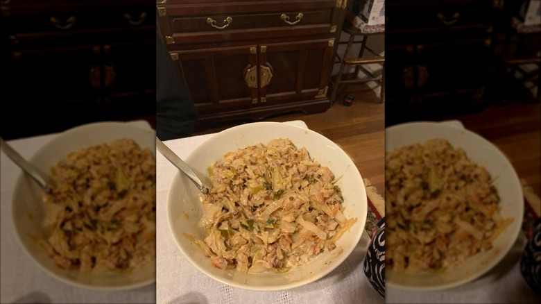 bowl of creamed cabbage with herbs