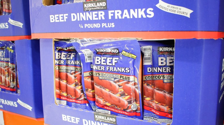 costco 1/4 pound franks in packaging at warehouse