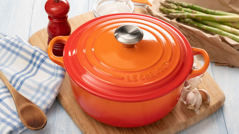 orange Le Creuset cast iron dutch oven