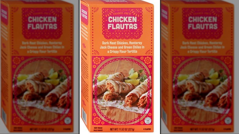 orange box of crispy chicken flautas