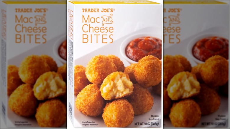 white box of mac and cheese bites