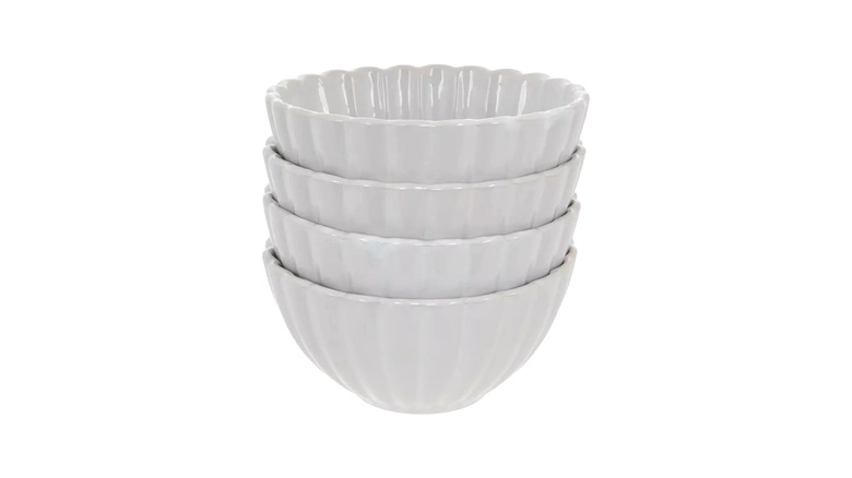 ceramic bowls stacked on a counter