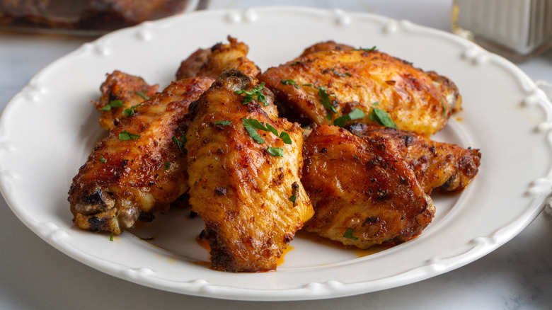 A plate of chicken wings