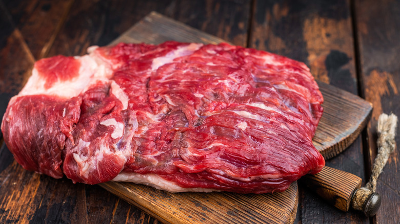 Raw point cut brisket.