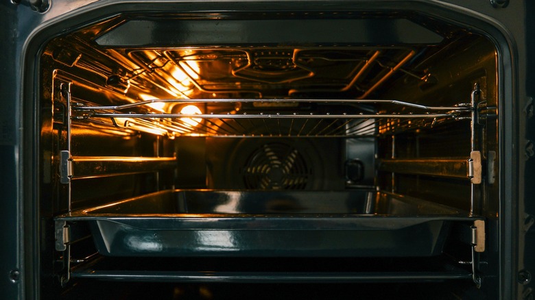 interior of oven with broiling rack