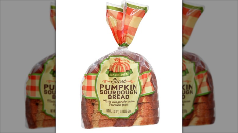 pumpkin sourdough bread with autumnal gingham label