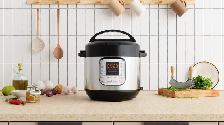 instant pot sits on kitchen counter