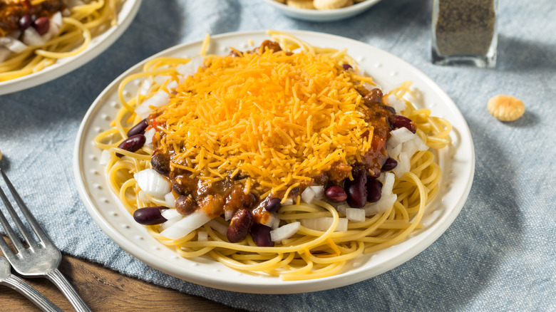 Skyline chili on a plate