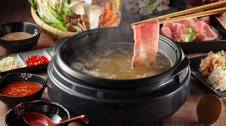 Kobe beef dipped in hotpot