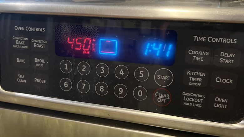 Oven temperature screen set to 450 F