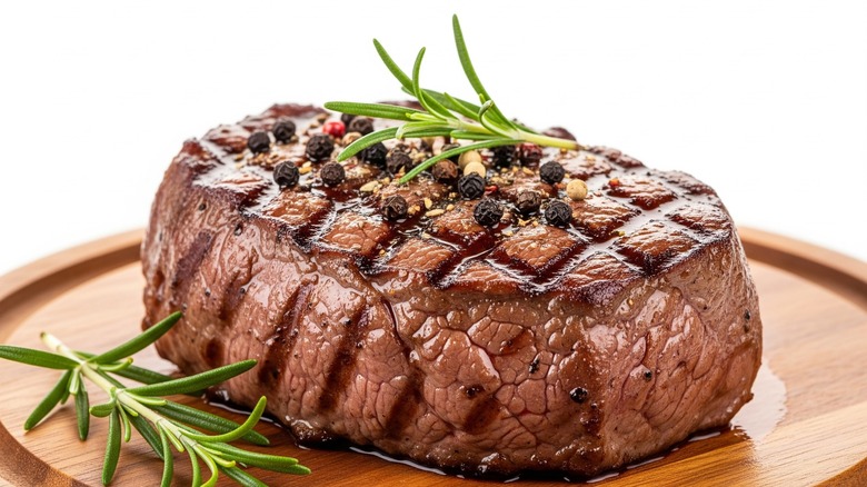 browned steak with char marks