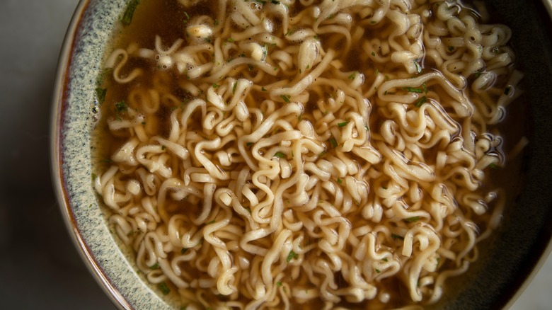 up close view of bowl filled with ramen noodles
