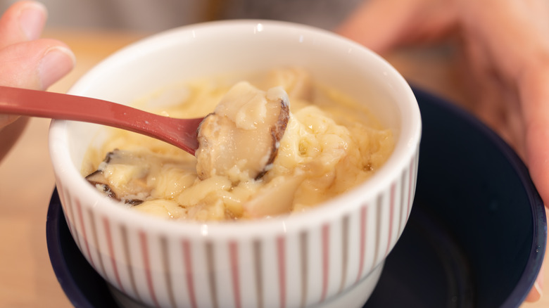 stirring chawanmushi in bowl