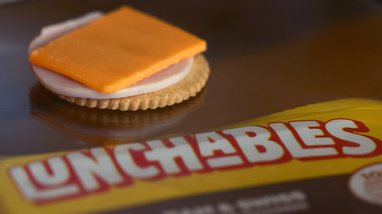 Various kinds of Lunchables on a store shelf