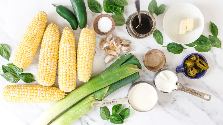 Ingredients for corn chowder recipe
