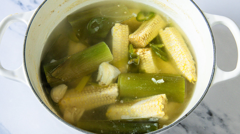 Stock in soup pot
