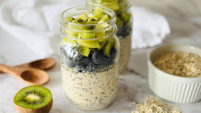 superfood overnight oats in mason jars