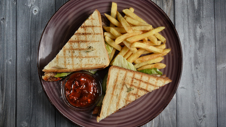 sandwich with fries on plate