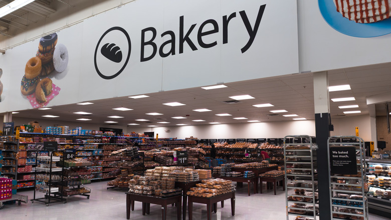 Walmart bakery displays and shelves