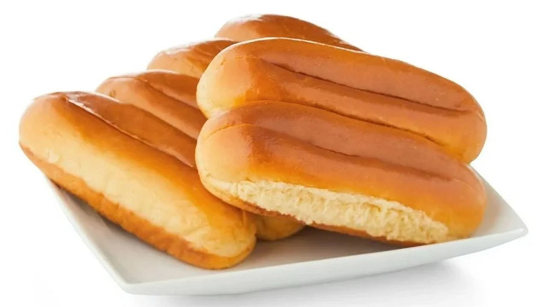 Pile of brioche hot dog buns