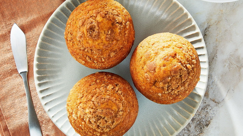 Plate with pumpkin muffins