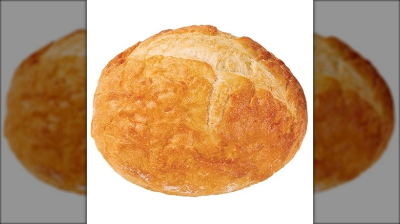 garlic basted bread boule with white background