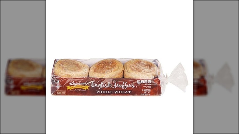 whole wheat english muffins in brown package