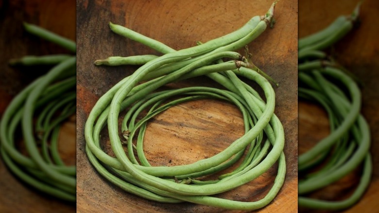 Curled up Asparagus beans