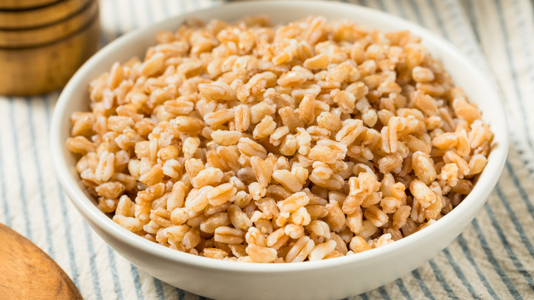 A bowl of cooked farro