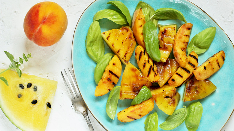 Grilled peaches and watermelon