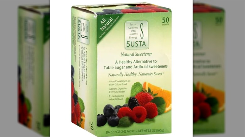 A box of Susta sugar substitute