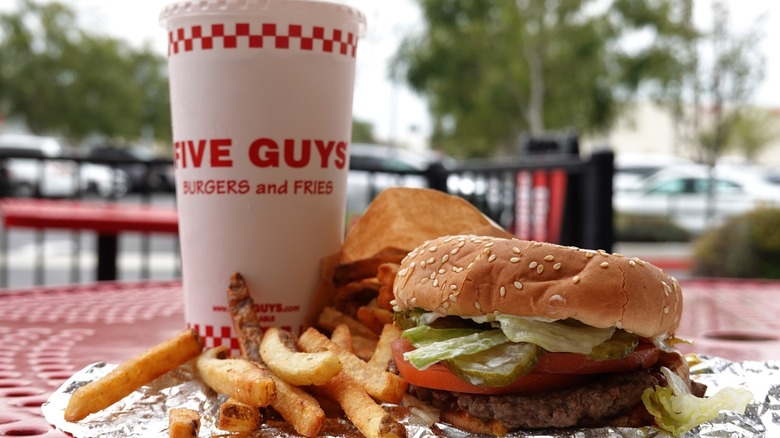 five guys combo with loaded burger