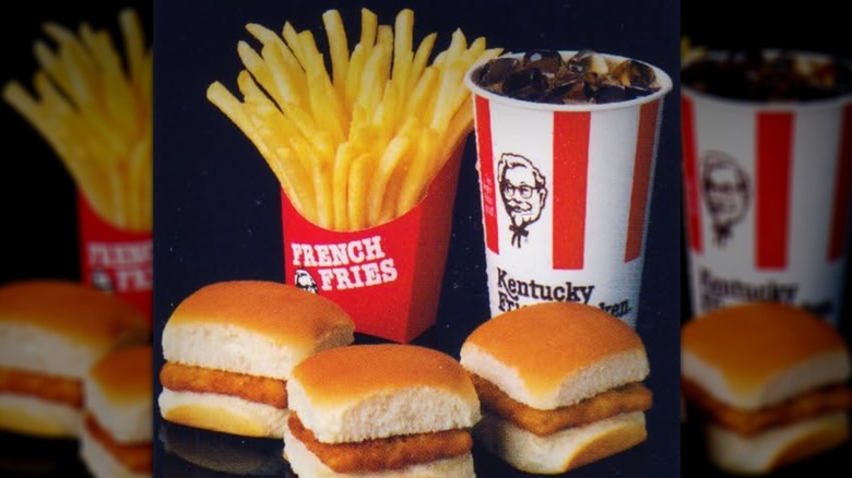 kfc chicken littles meal on black background