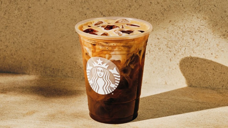 starbucks horchata oatmilk shaken espresso speckled background