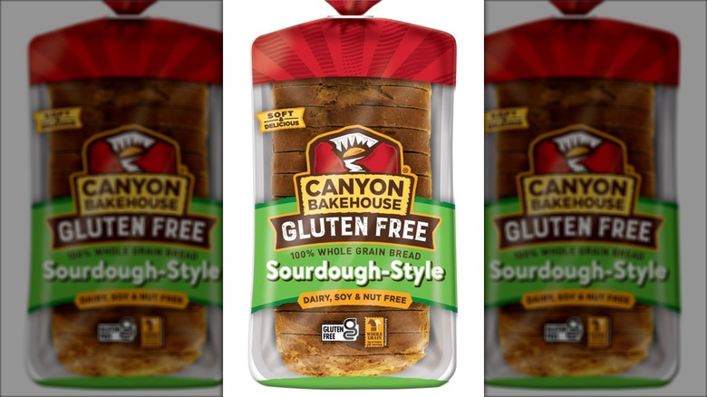 loaf of gluten-free bread with green label