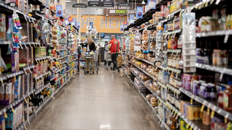 kroger aisle with shopping carts