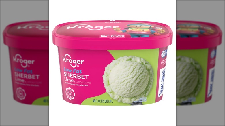 pink and green container of lime sherbet