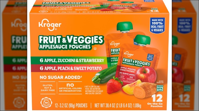 orange box of fruit and veggie snack pouches