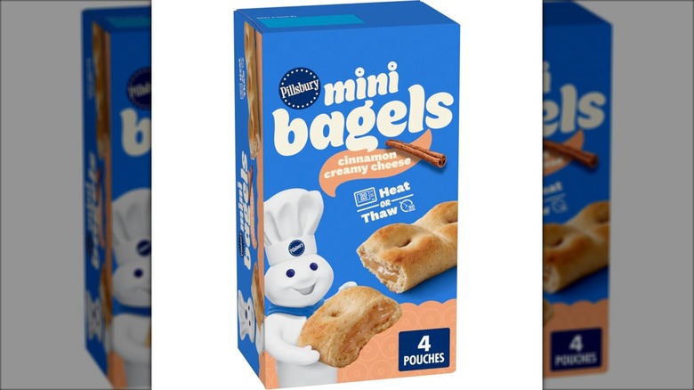 blue box of bagel sticks with cream cheese