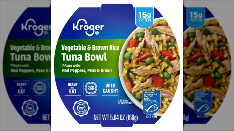 shelf-safe tuna bowl with rice and veggies