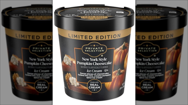 black pint of pumpkin spice ice cream with lid
