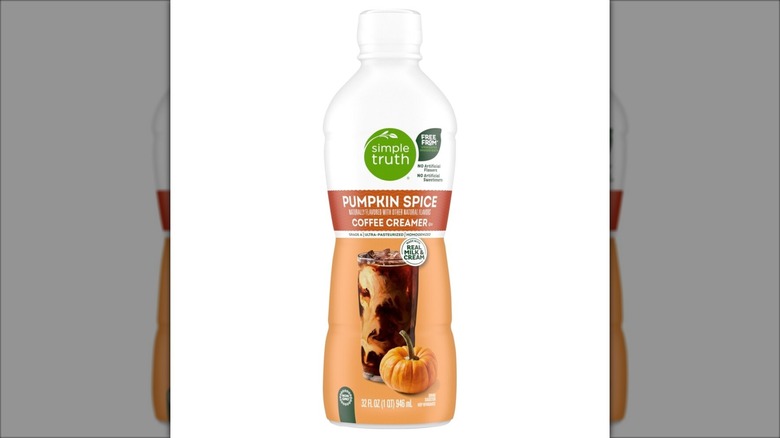 bottle of pumpkin spice creamer with orange label